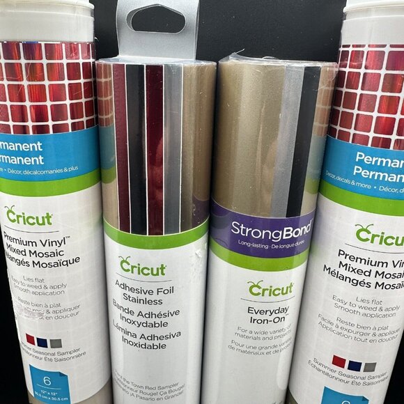 Cricut Premium Vinyl Lor 4 Rolls Mixed Mosaic Adhesive Foil Stainless Sampler - Picture 3 of 13